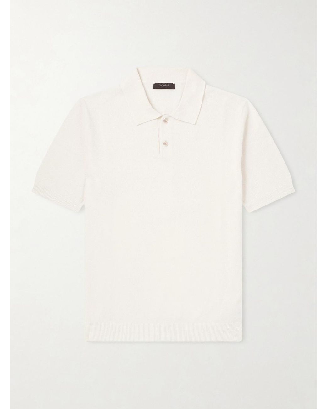 Slowear Natural Slim-fit Cotton-blend Terry Polo Shirt for men