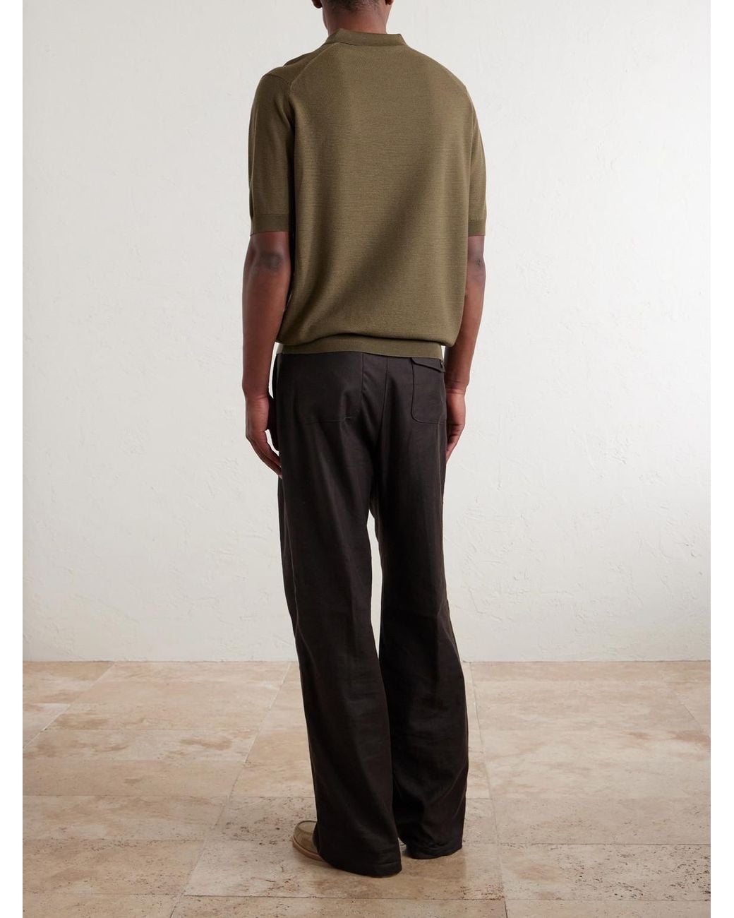 John Smedley Green 14.Singular Slim-Fit Merino Wool-Piqué Polo Shirt for men