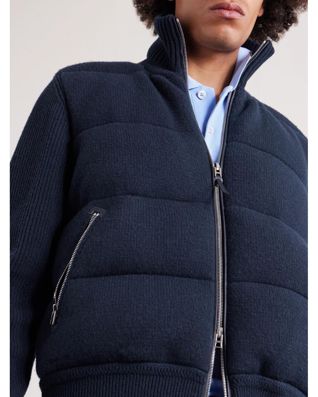 Tom Ford Blue Slim-Fit Quilted Wool Down Jacket for men