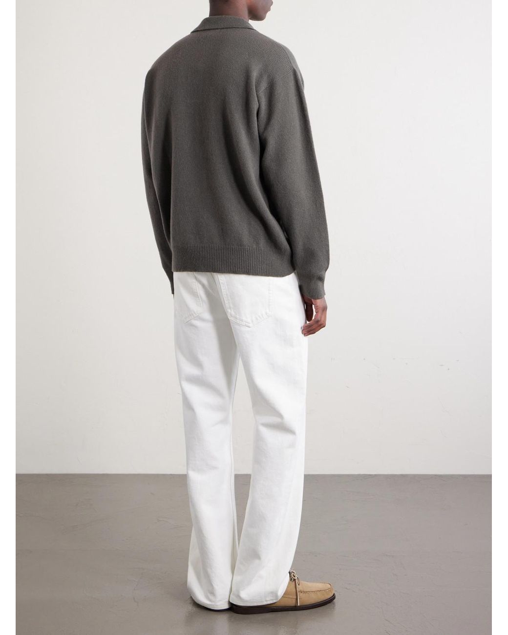 Margaret Howell Gray Merino Wool And Cashmere-Blend Polo Sweater for men