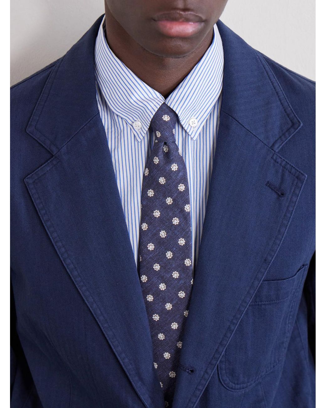 Drake's Blue Games Herringbone Cotton Suit Jacket for men