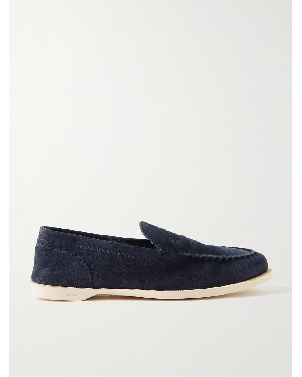 John Lobb Blue Pace Suede Loafers for men