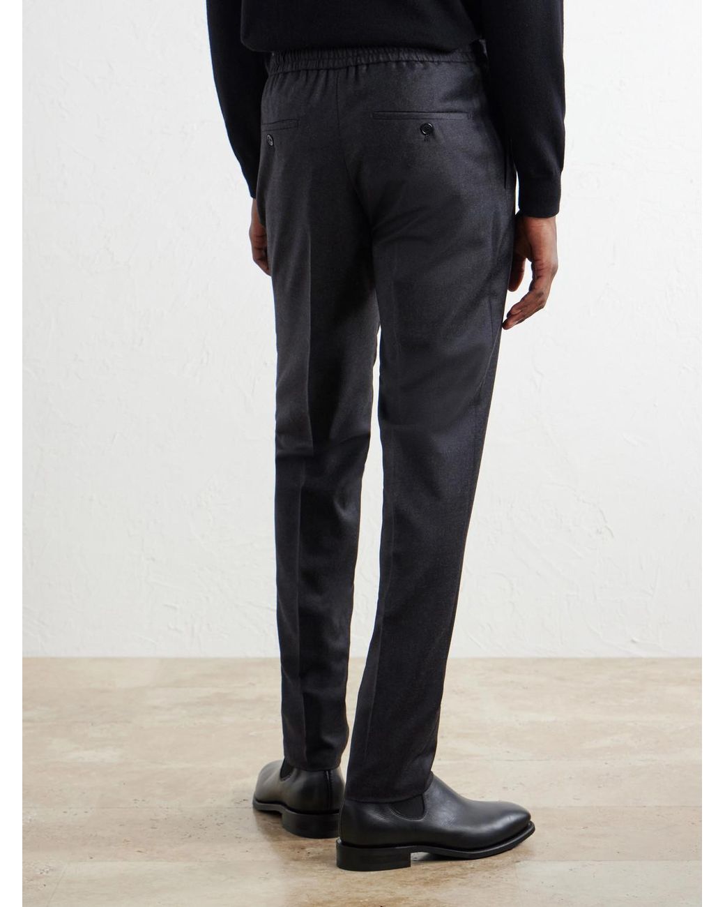 Slowear Blue Incotex Tapered Wool Drawstring Trousers for men