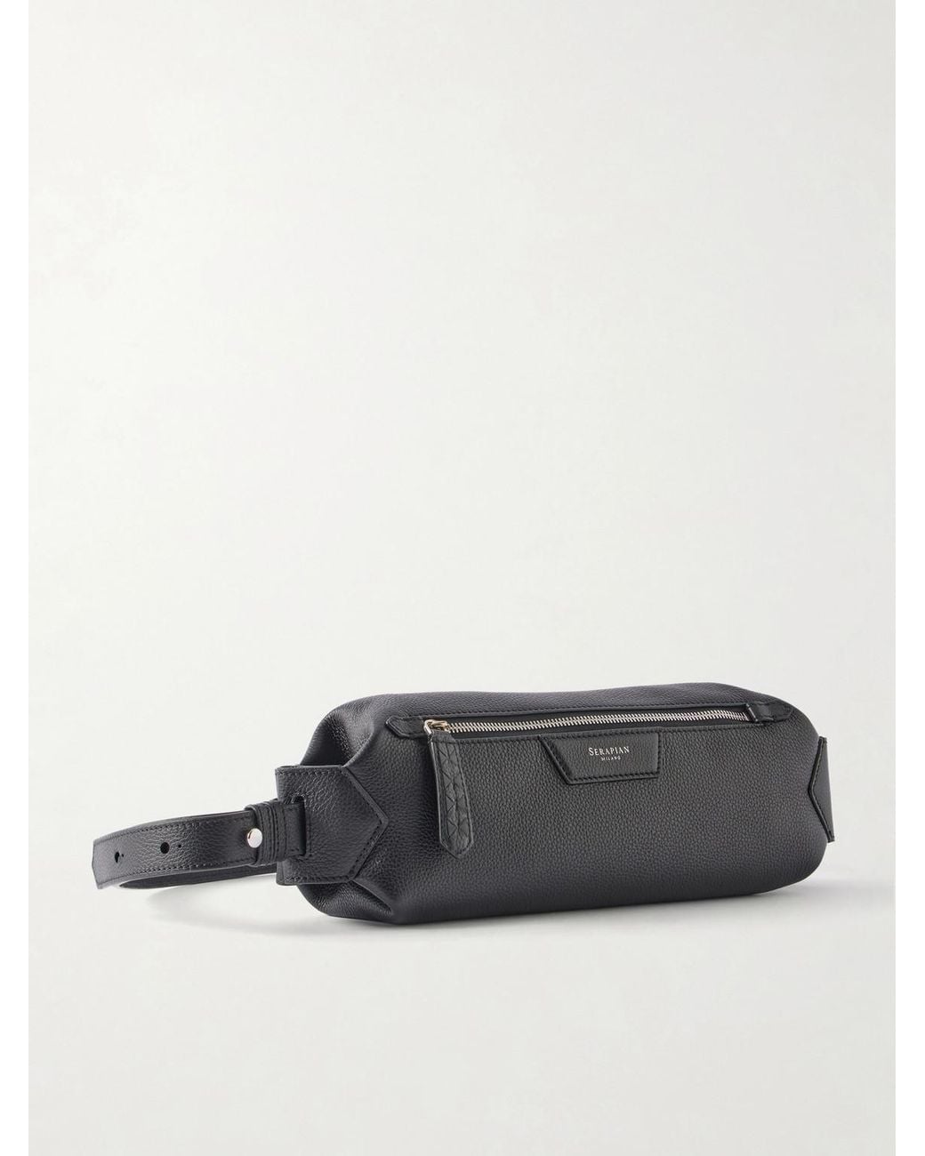 Serapian Black Soft Sling Leather Messenger Bag for men