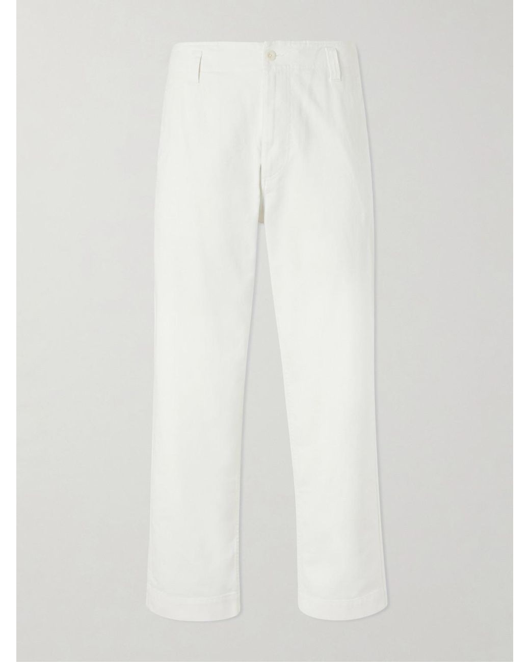 Margaret Howell White Mhl. Naval Straight-Leg Cotton-Drill Trousers for men