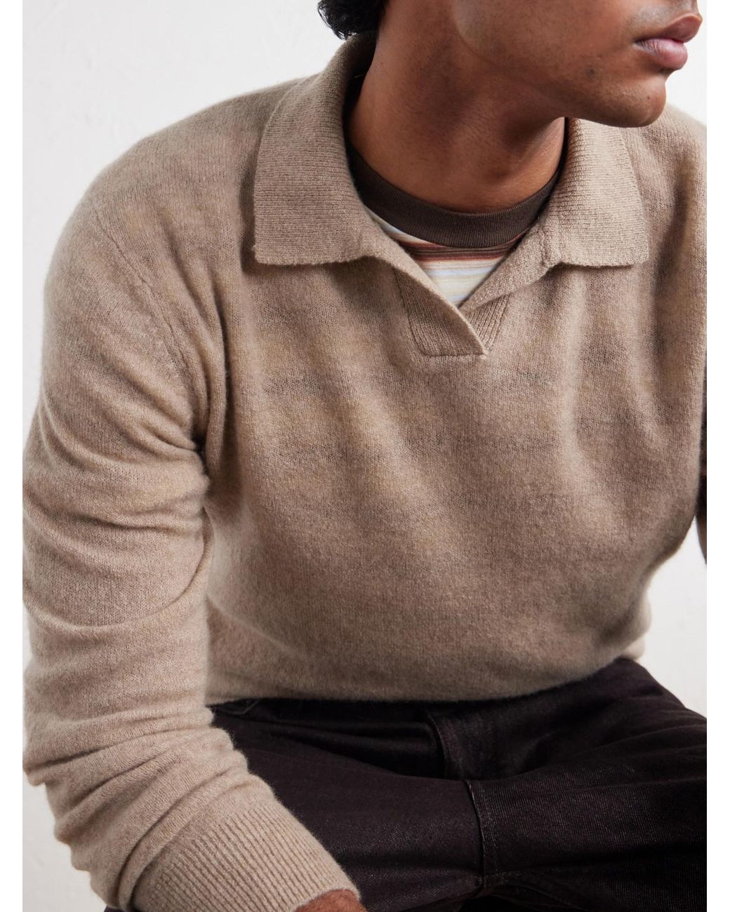 Altea White Wool And Cashmere-Blend Polo Sweater for men