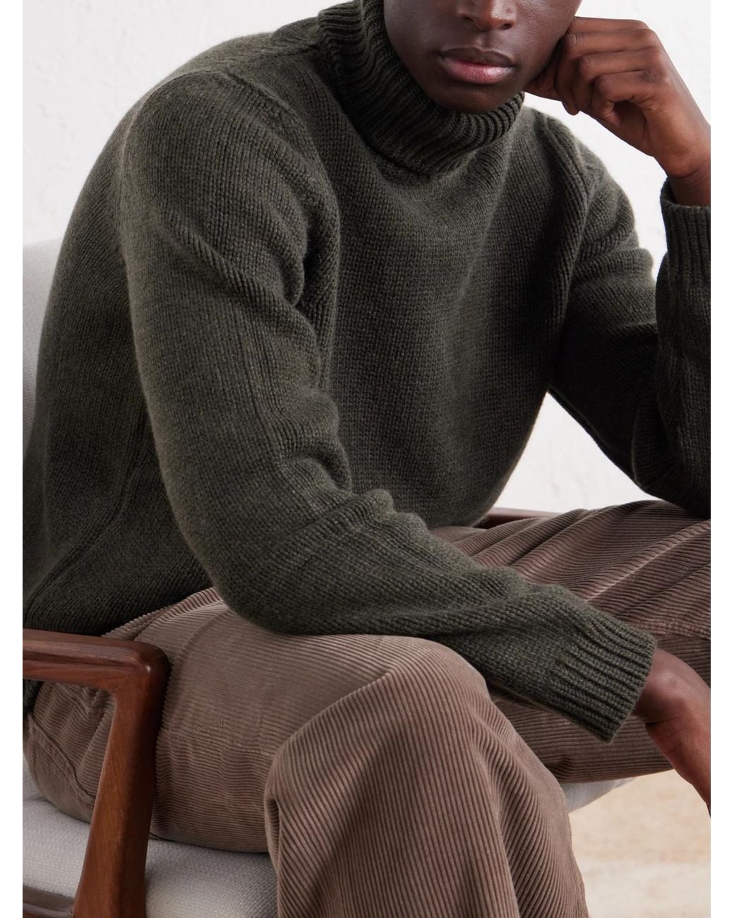 Anderson & Sheppard Gray Cashmere Rollneck Sweater for men
