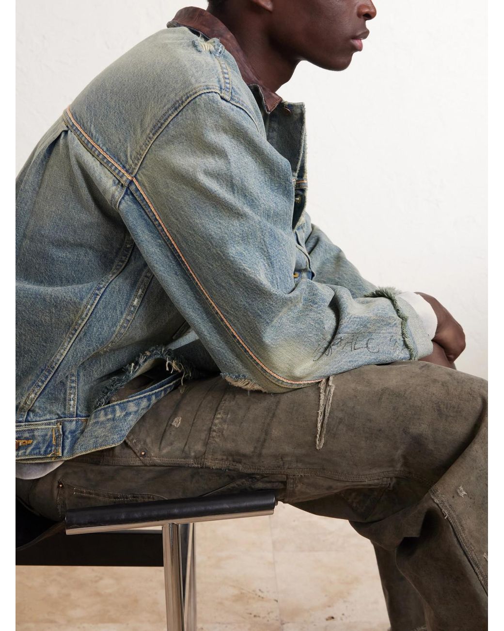 Paly Hollywood Blue Buffalo 66 Distressed Denim Jacket for men