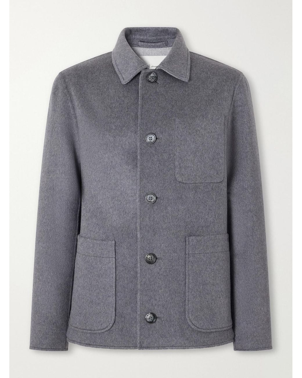 AMI Gray Brushed Wool And Cashmere-Blend Felt Blouson Jacket for men