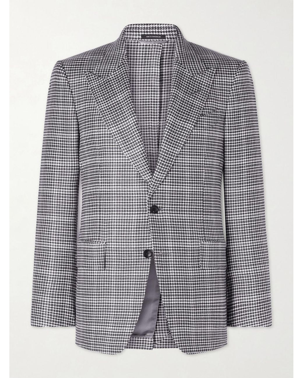 Tom Ford Gray Houndstooth Wool-Blend Blazer for men