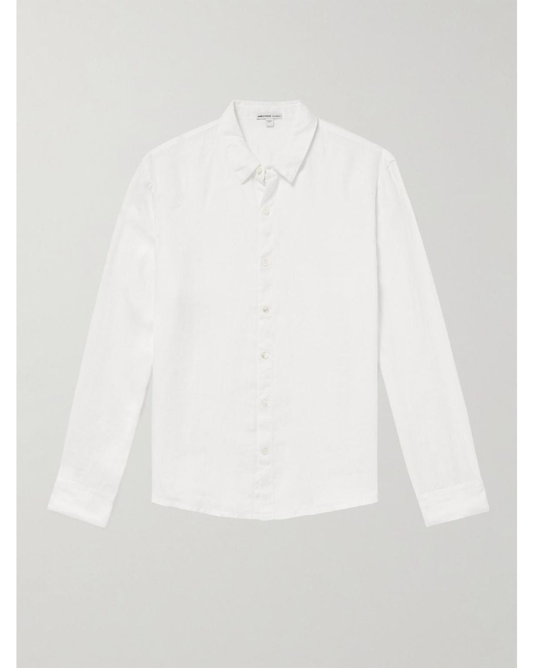 James Perse White Garment-Dyed Linen Shirt for men