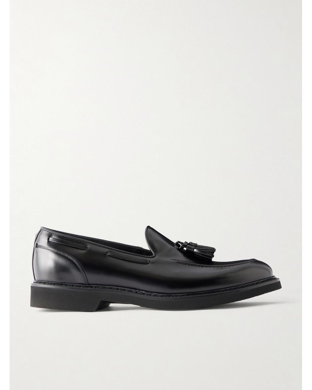 Canali Black Tasseled Leather Loafers for men