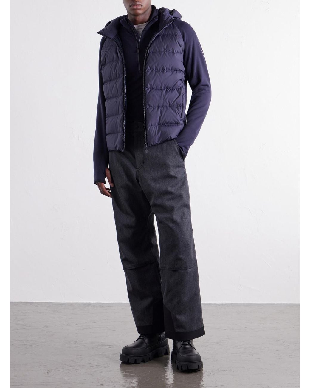 Moncler Blue Hooded Quilted Shell And Polartec Power Stretch Pro Ski Mid-Layer for men