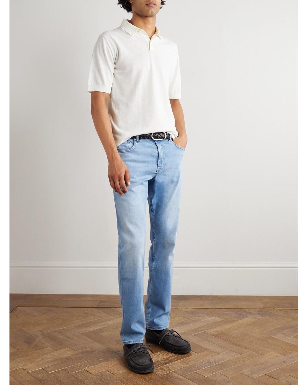 Eleventy White Garment-Dyed Cotton Polo Shirt for men