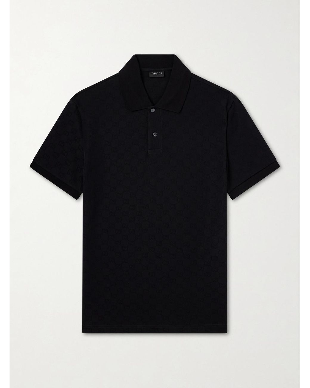 Gucci Black Logo-Jacquard Jersey Polo Shirt for men