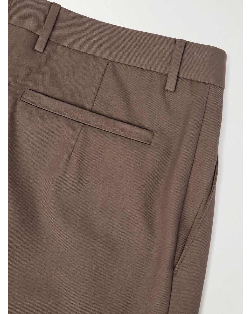 Zegna Brown Straight-Leg Cotton And Wool-Blend Trousers for men