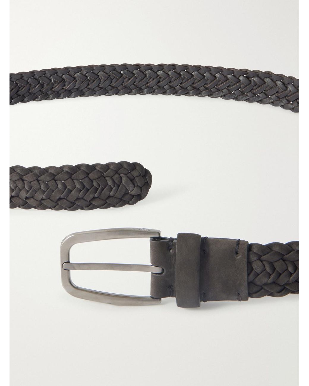 Zegna Black 3.2Cm Woven Nubuck Belt for men