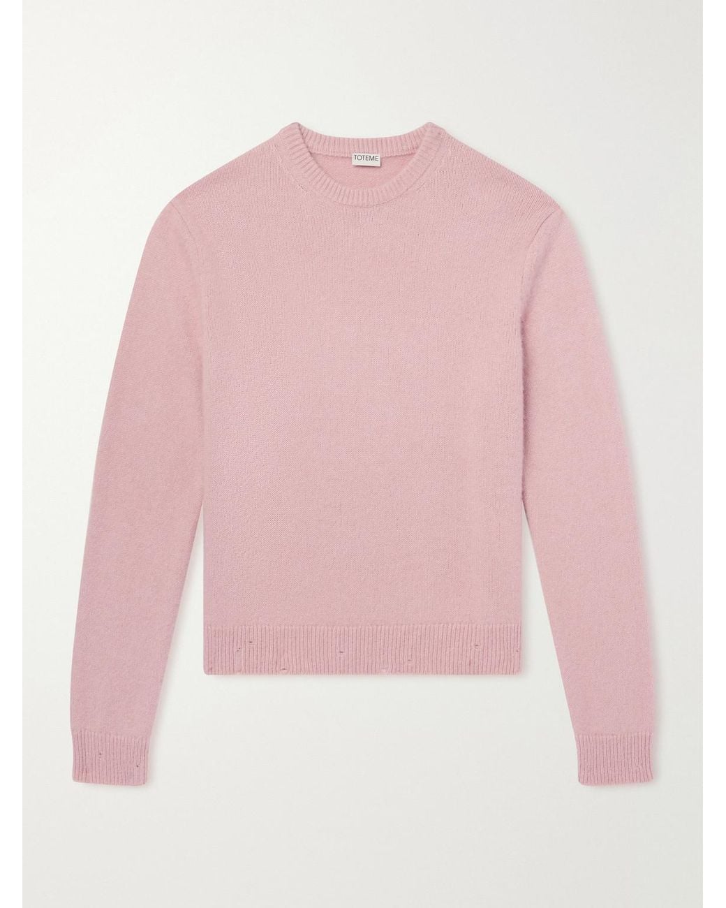 Totême Pink Distressed Silk, Alpaca And Cashmere-Blend Sweater for men
