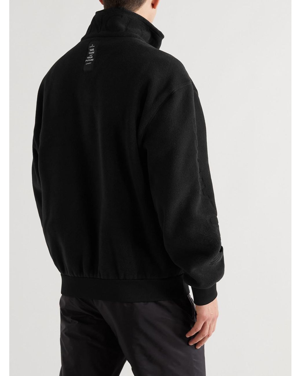 Moncler Black Logo-Debossed Polartec Fleece Half-Zip Sweatshirt for men