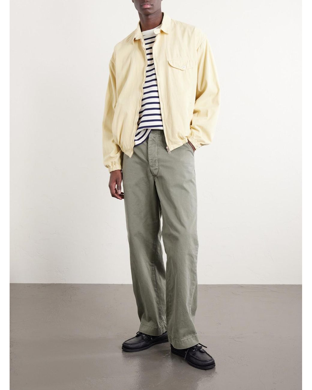 Remi Relief Gray Straight-leg Cotton Trousers for men