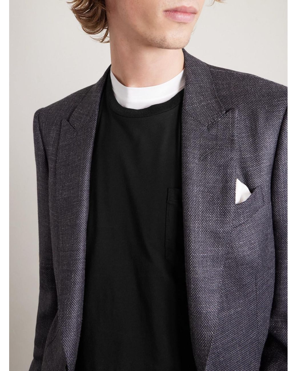 Tom Ford Black Cotton And Silk-Blend Jersey T-Shirt for men