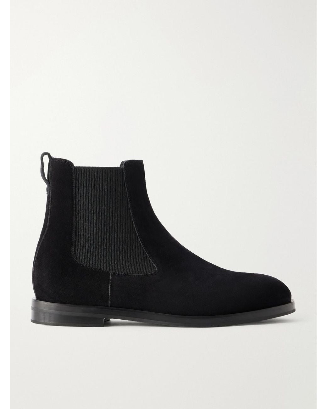 Manolo Blahnik Black Sempione Manny Suede Chelsea Boots for men