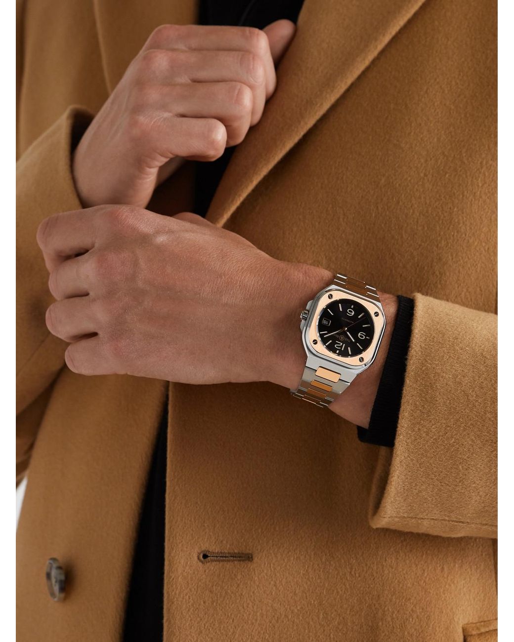 Bell & Ross Black Br 05 Steel And Automatic 18-Karat Rose And Steel Watch, Ref. Br05A-Bl-Stpg/Ssg for men