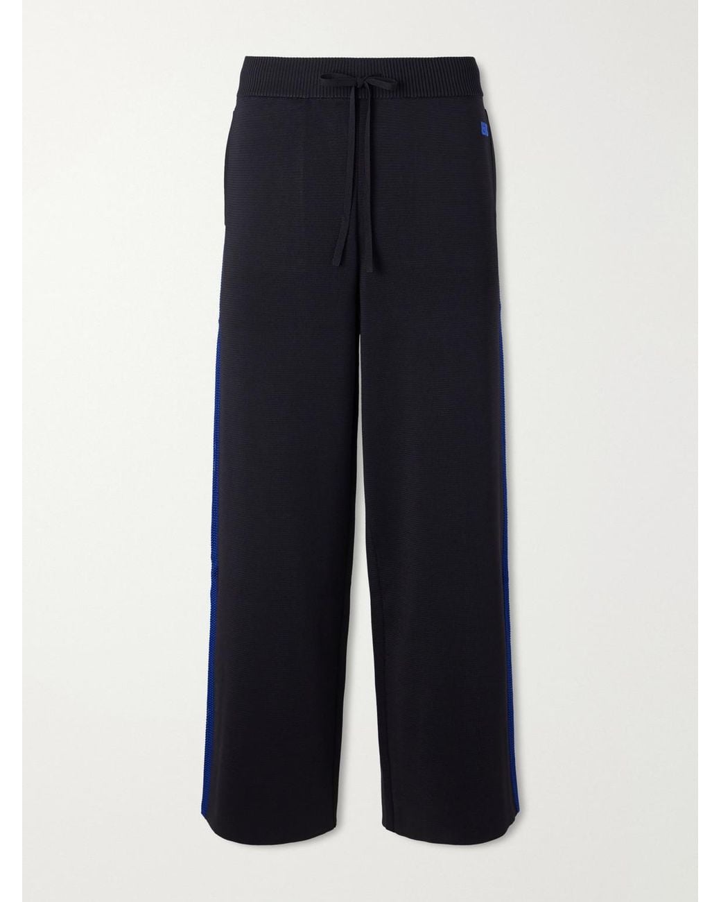 Wales Bonner Blue Straight-Leg Logo-Embroidered Knitted Drawstring Sweatpants for men