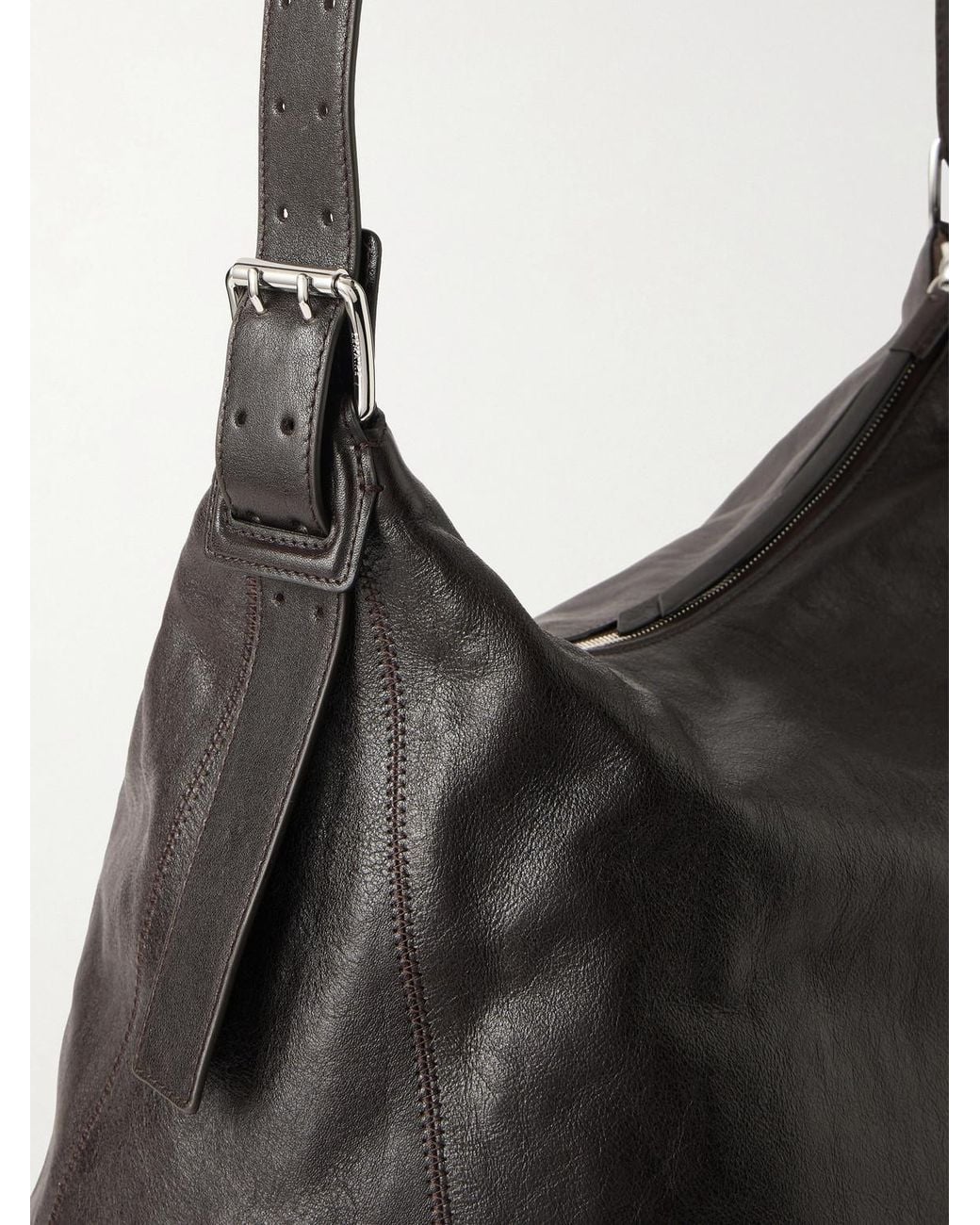 Lemaire Black Belted Leather Tote Bag for men