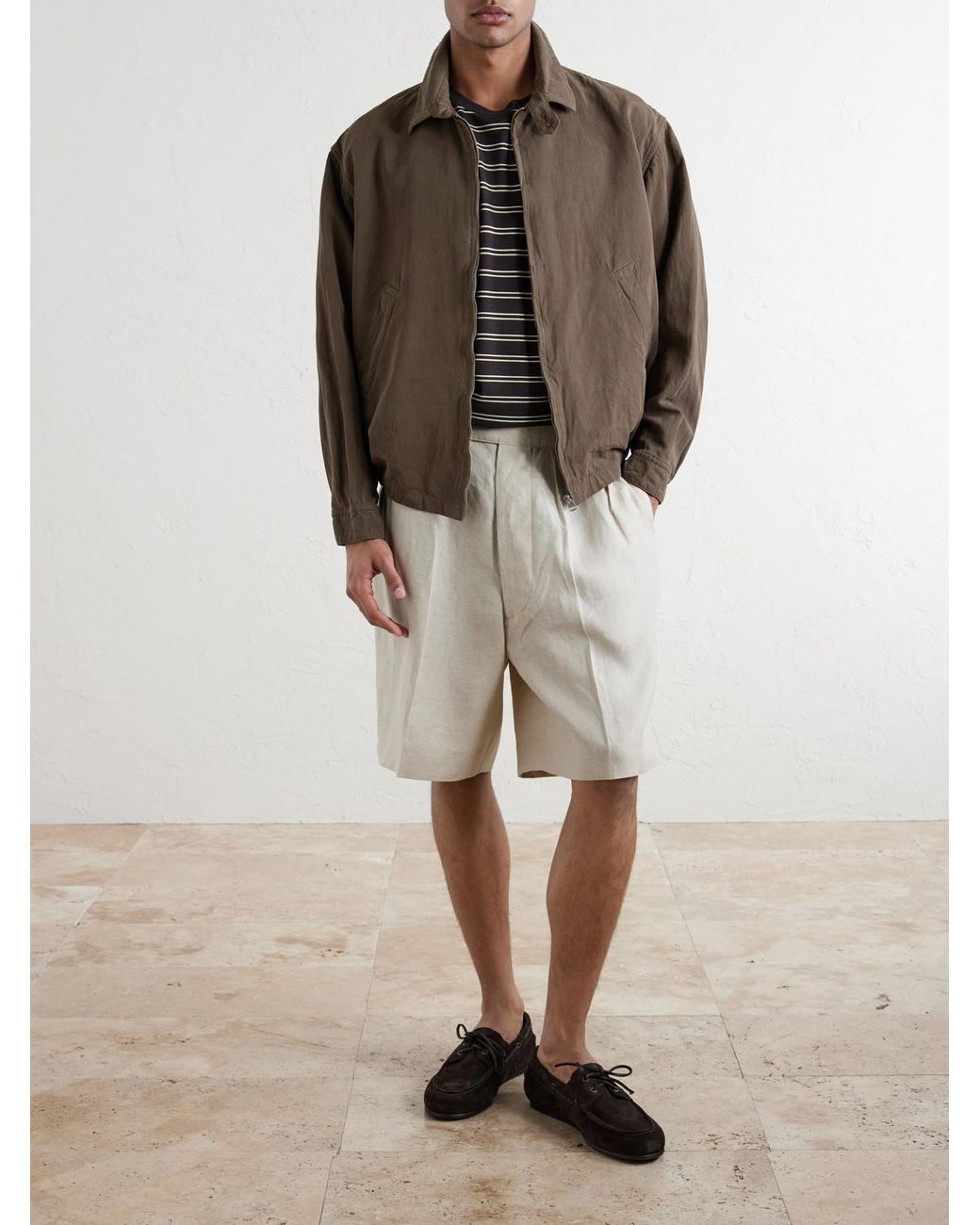 Kaptain Sunshine Natural Gurkha Straight-leg Linen And Silk-blend Shorts for men