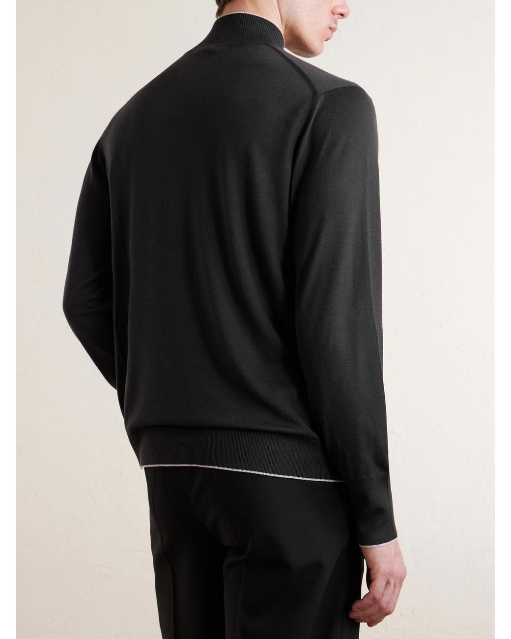 Eleventy Black Wool Zip-up Cardigan for men