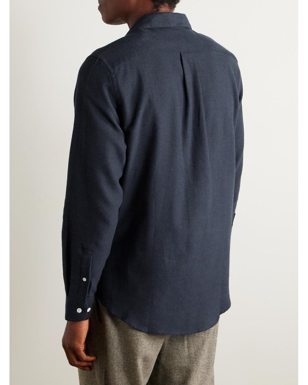 Portuguese Flannel Blue Teca Brushed Cotton-twill Shirt for men