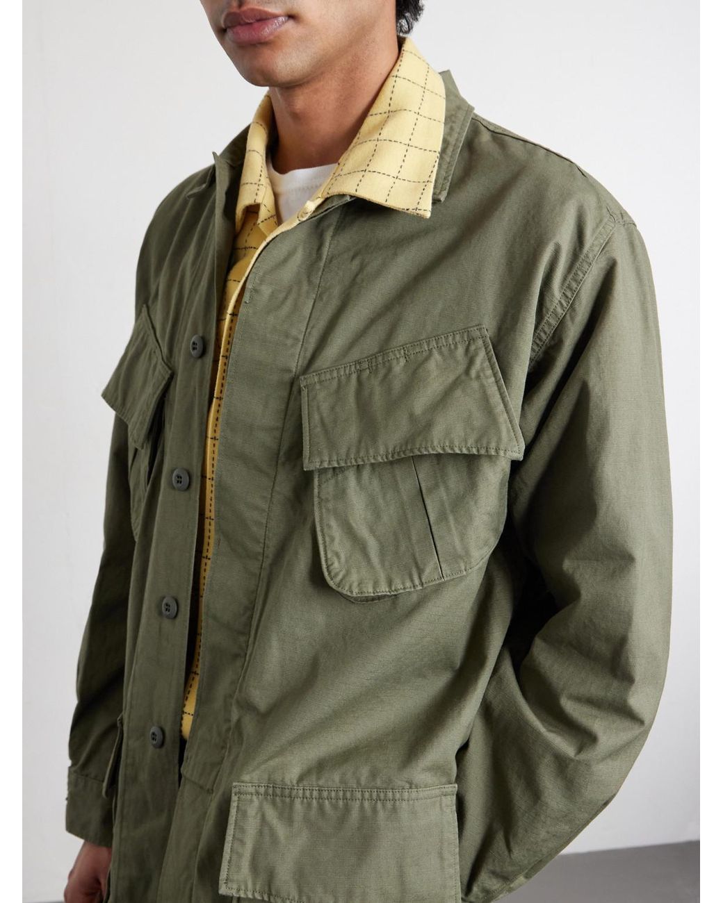 Orslow Green Cotton-Ripstop Field Jacket for men