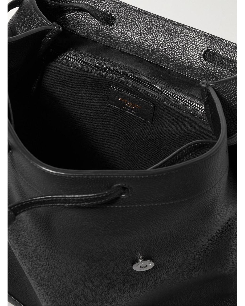 Saint Laurent Black Full-Grain Leather Backpack for men
