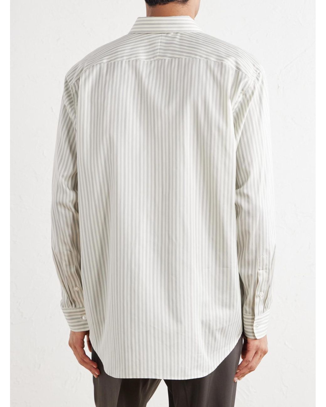 Auralee White Striped Cotton And Silk-Blend Shirt for men