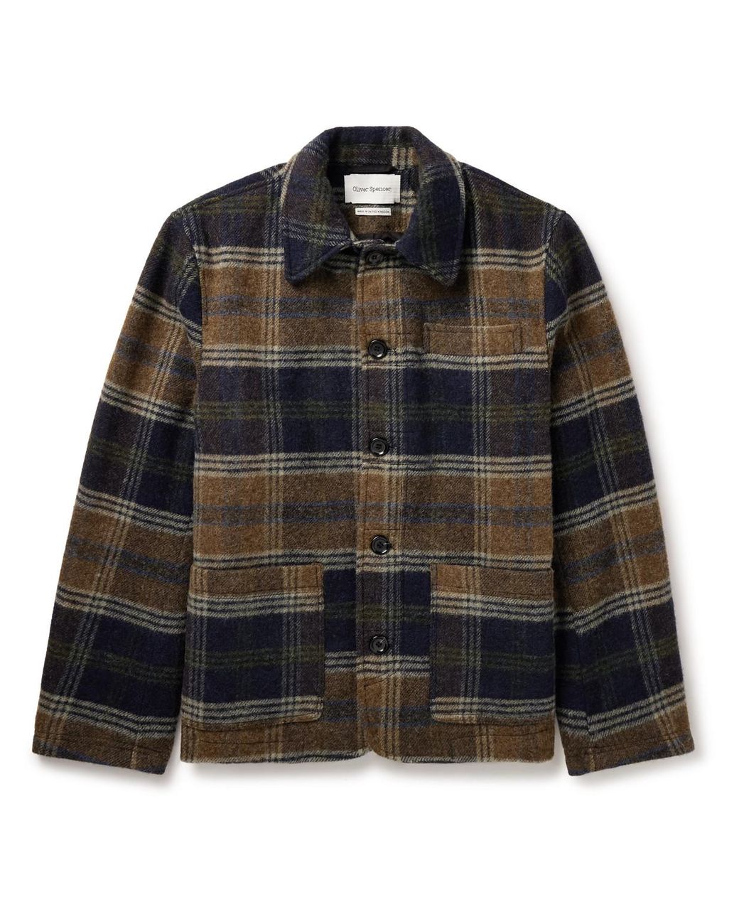 Oliver Spencer Lambeth Checked Wool-Flannel Jacket in Black for Men | Lyst