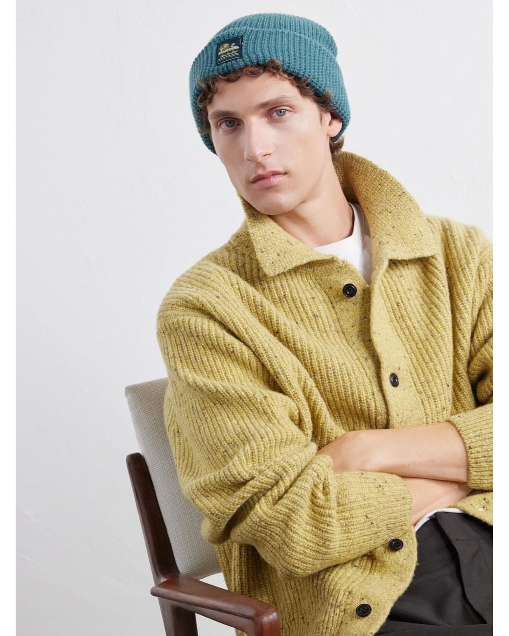 Aimé Leon Dore Blue Logo-Appliquéd Waffle-Knit Beanie for men