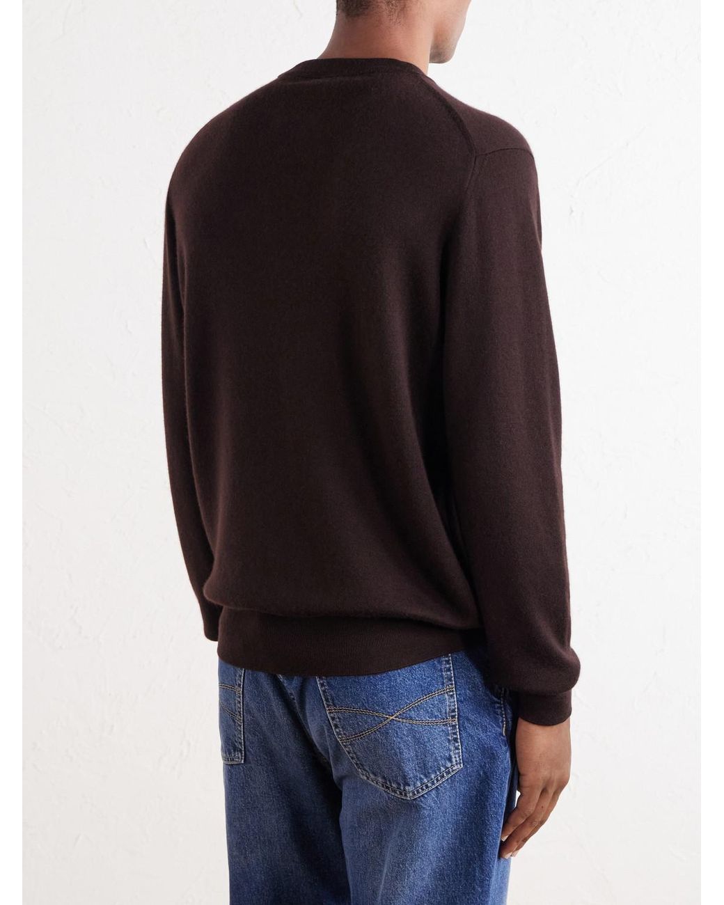 Thom Sweeney Black Cashmere And Silk-Blend Jersey Sweater for men