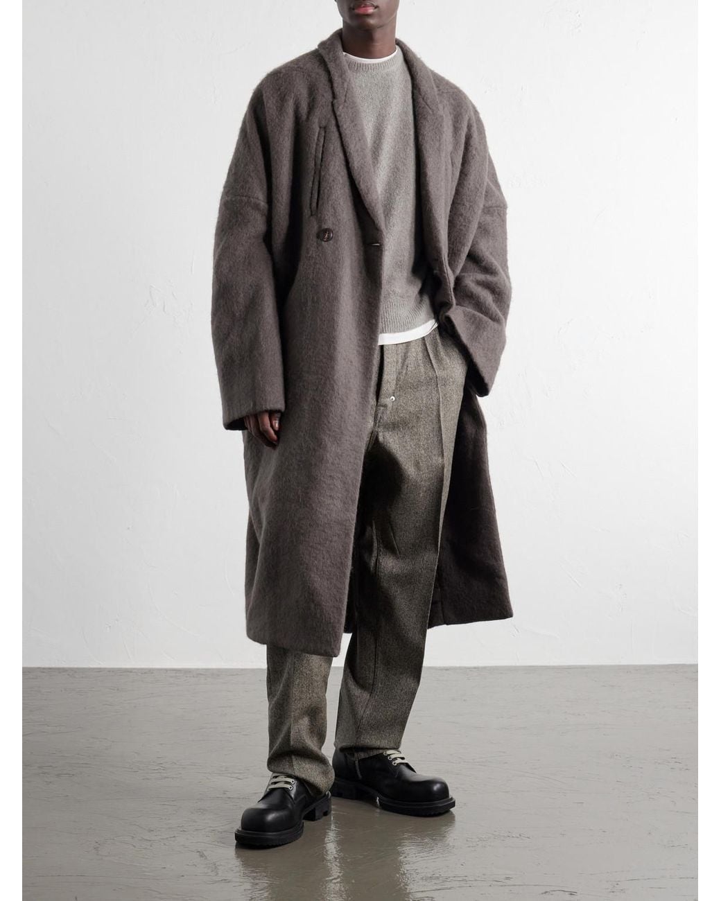 Rick Owens Gray Poiret Alpaca And Wool-Blend Coat for men