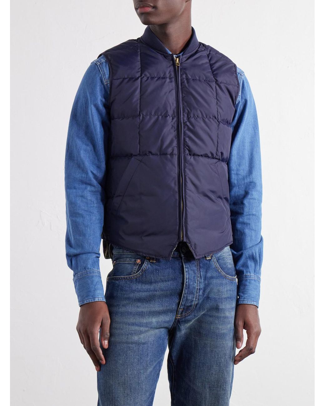 Fortela Blue Quilted Shell Down Gilet for men