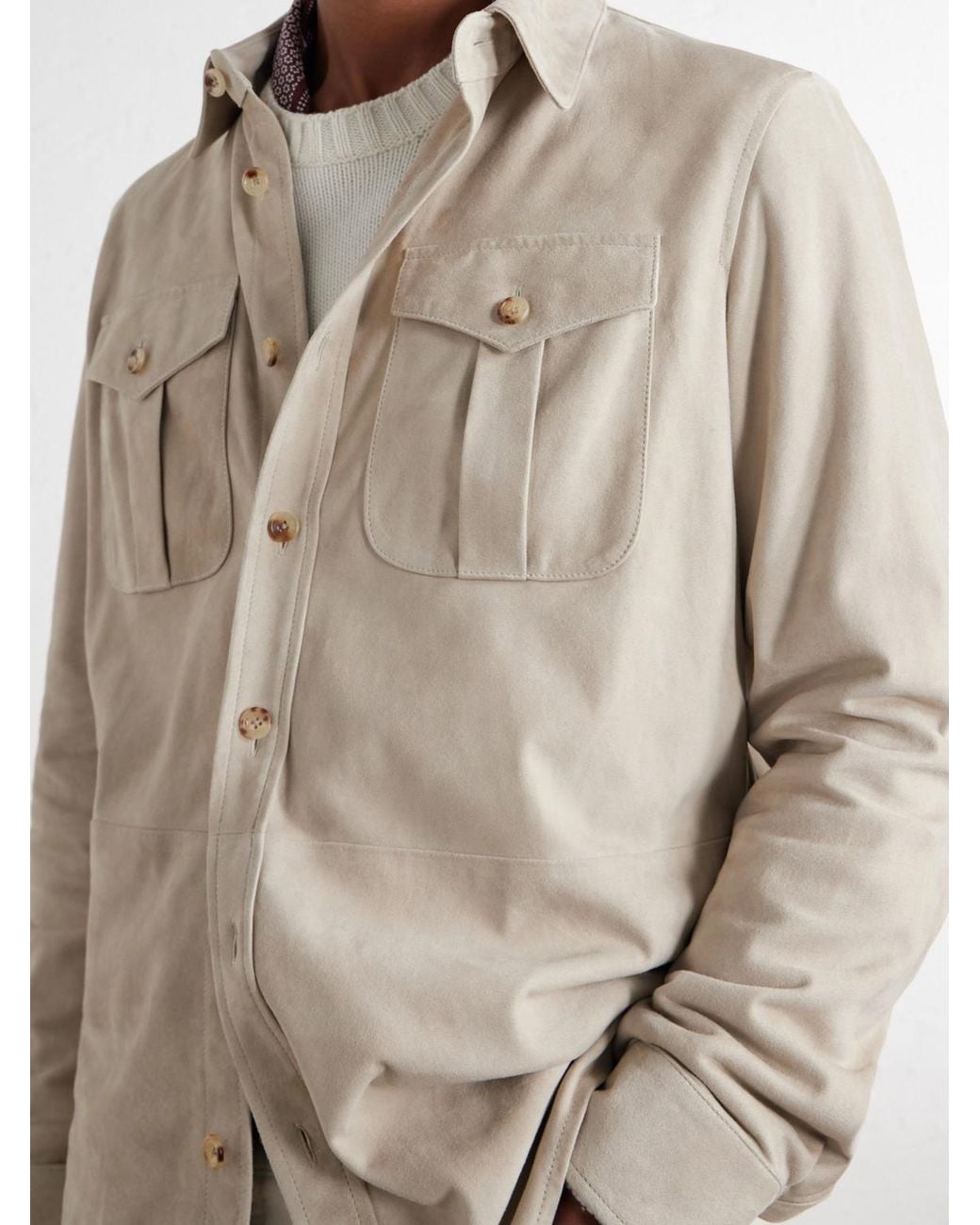 Ralph Lauren Natural Suede Overshirt for men