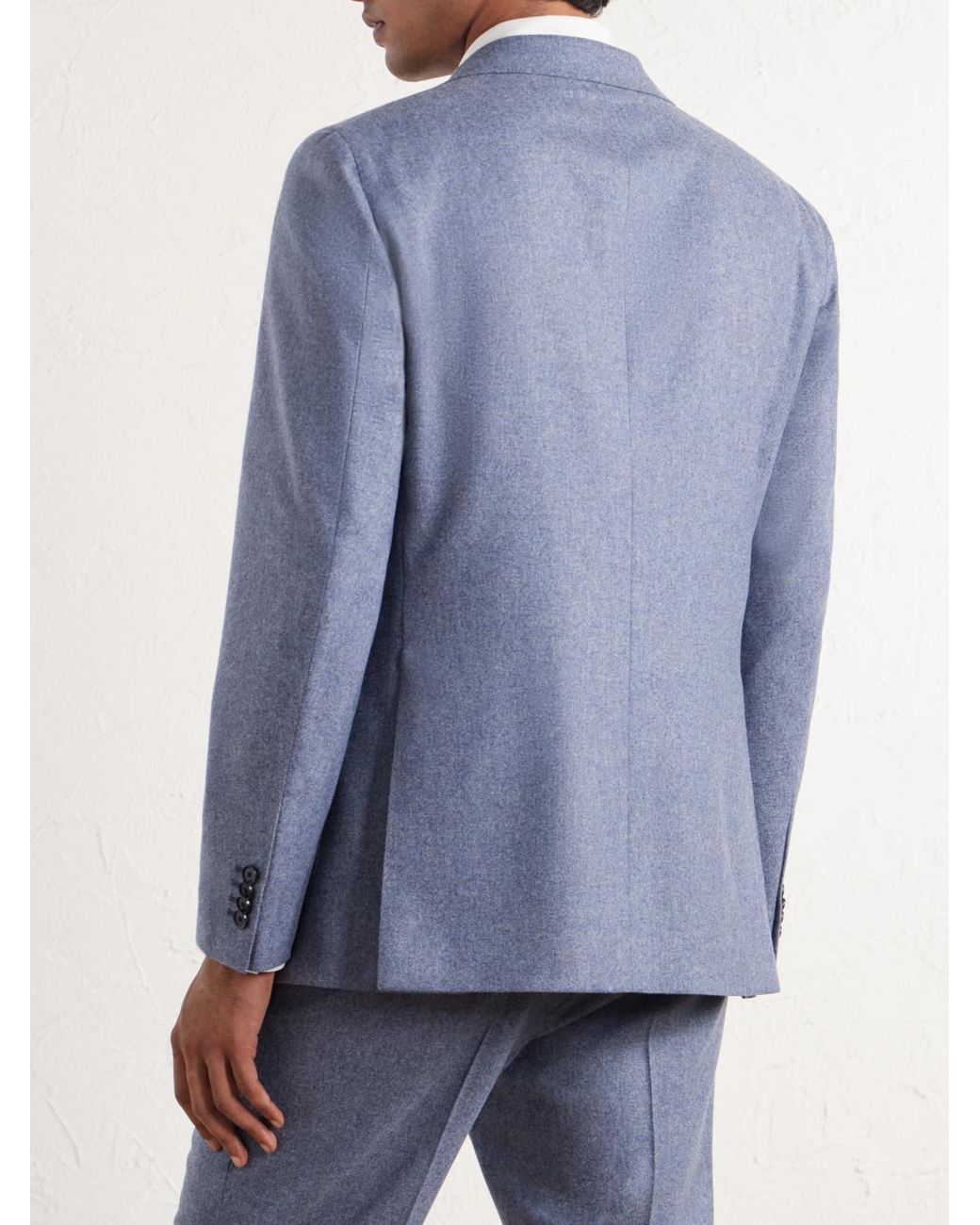 Caruso Blue Wool And Cashmere-Blend Flannel Suit Jacket for men