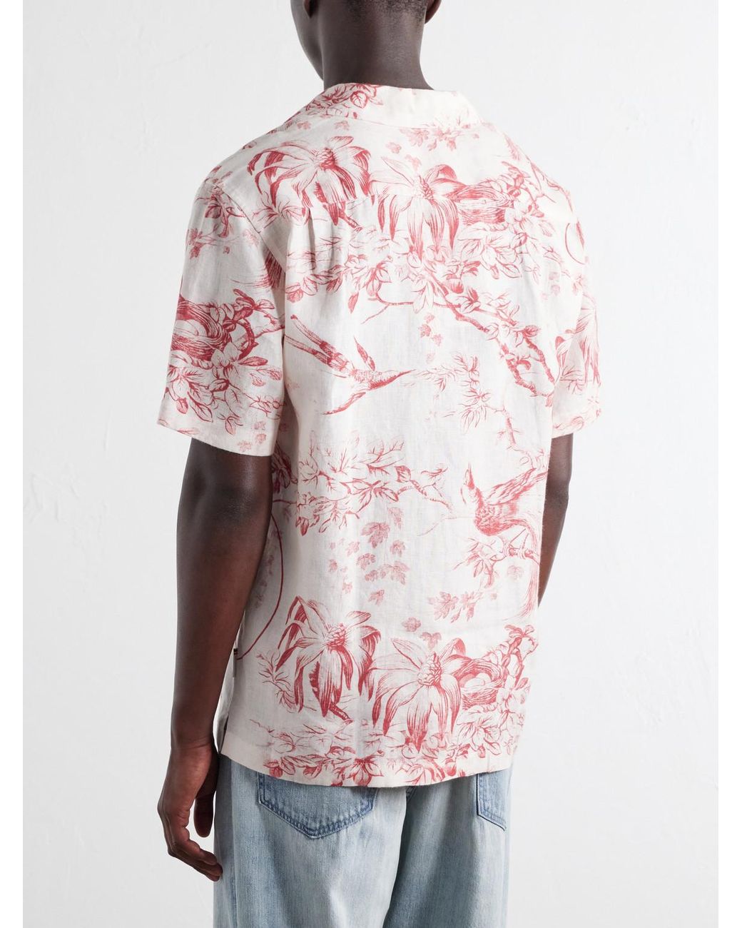 Orlebar Brown Pink Maitan Camp-Collar Printed Linen Shirt for men