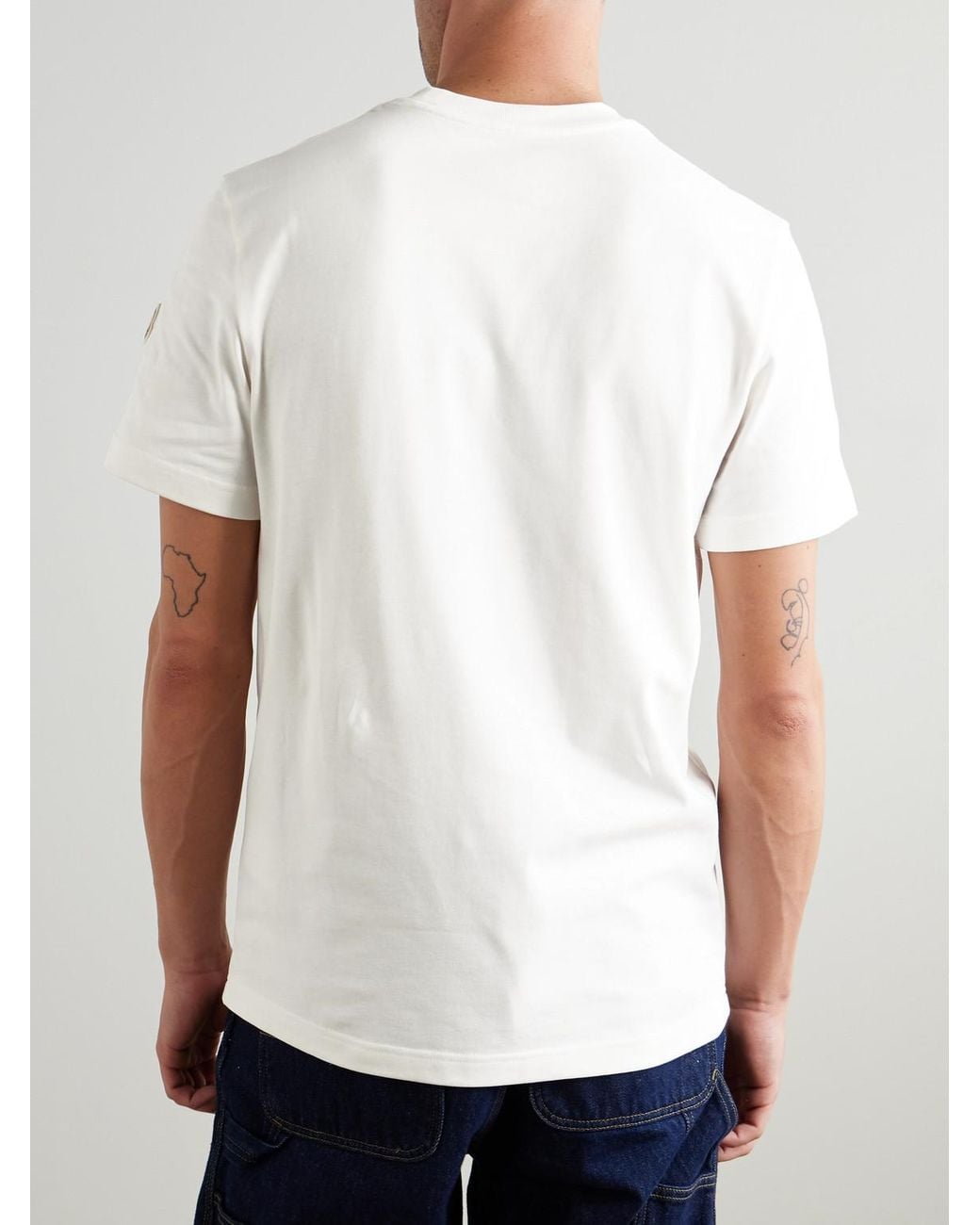 Moncler White Logo-appliquéd Cotton-jersey T-shirt for men