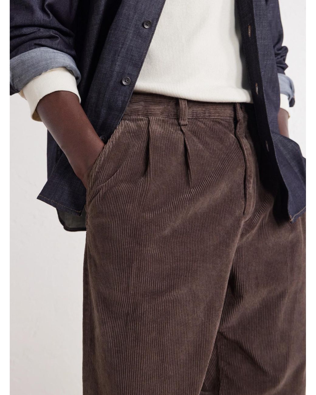 Rag & Bone Brown Wide-Leg Pleated Cotton-Blend Corduroy Trousers for men
