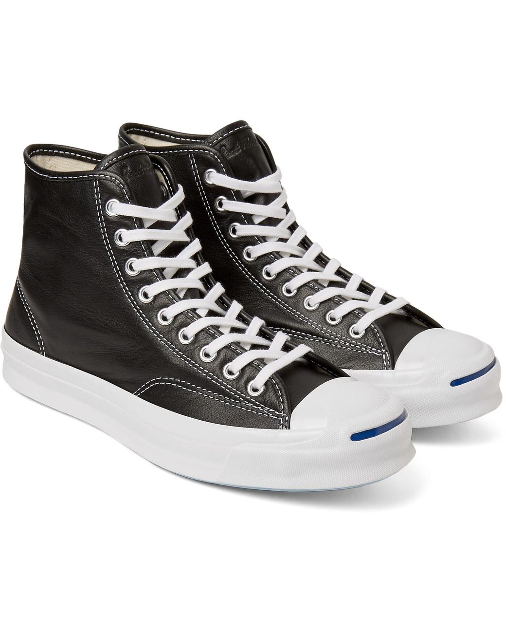 Converse Jack Purcell Signature Leather High-top Sneakers in Black