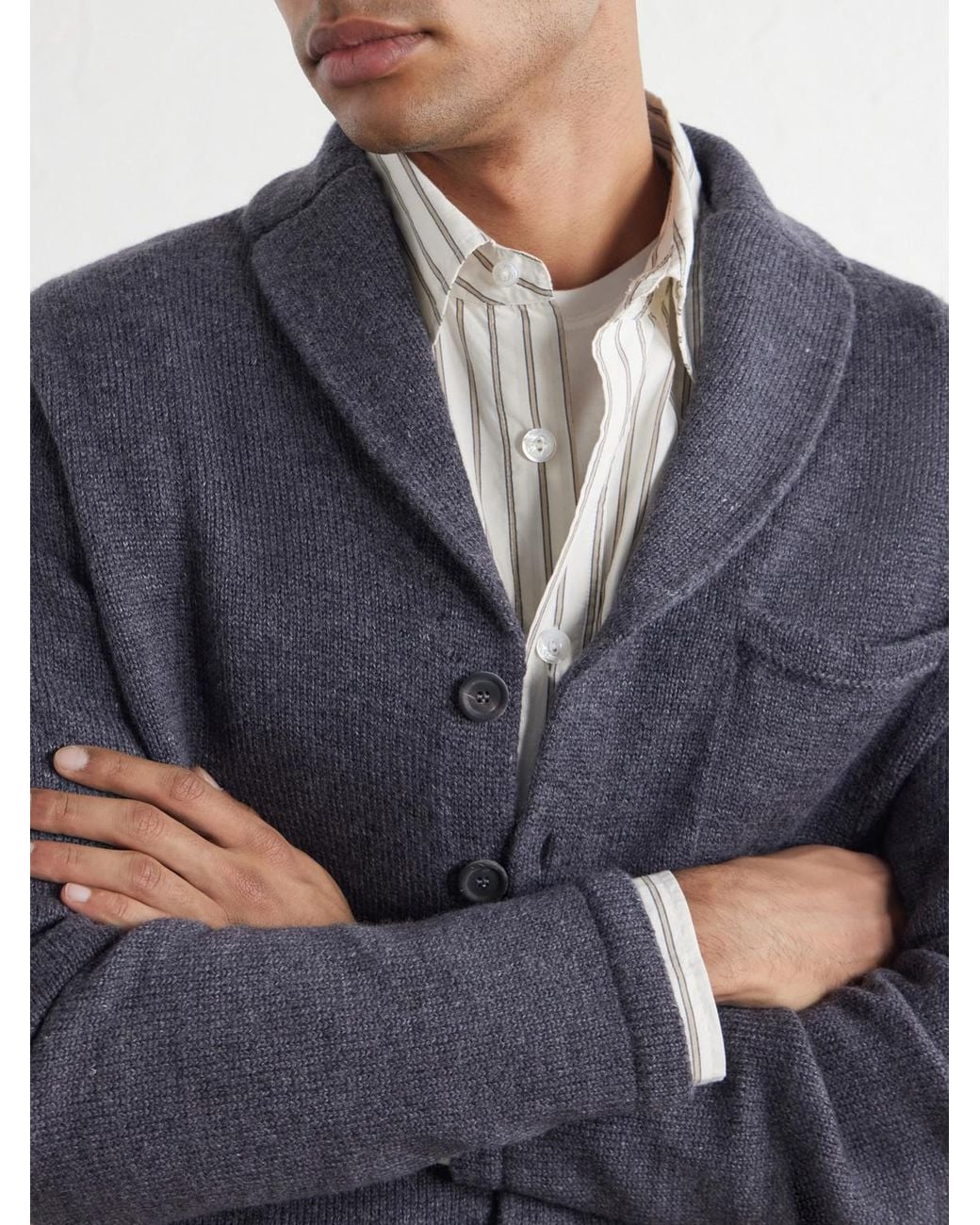Inis Meáin Blue Merino Wool And Linen-Blend Cardigan for men