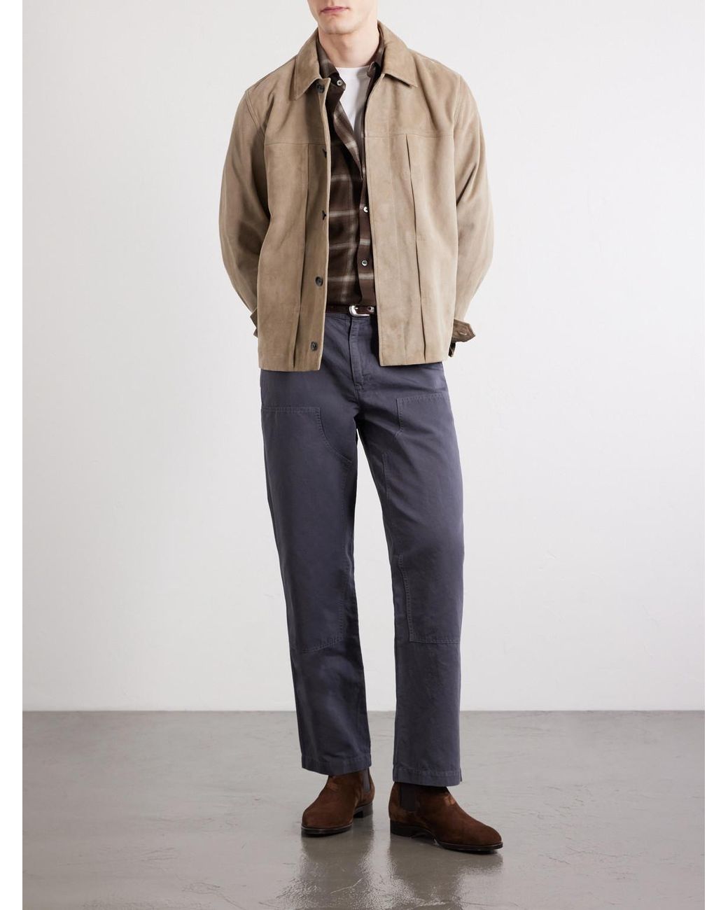 Mr P. Blue Straight-Leg Cotton And Linen-Blend Trousers for men