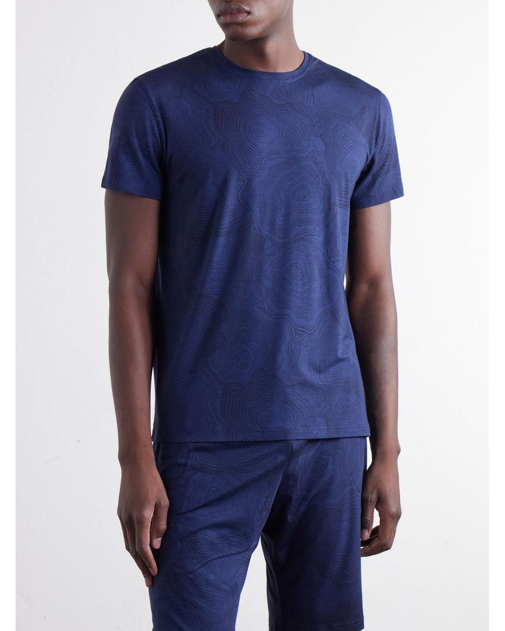 Derek Rose Blue London Printed Modal-Blend Jersey Pyjama T-Shirt for men