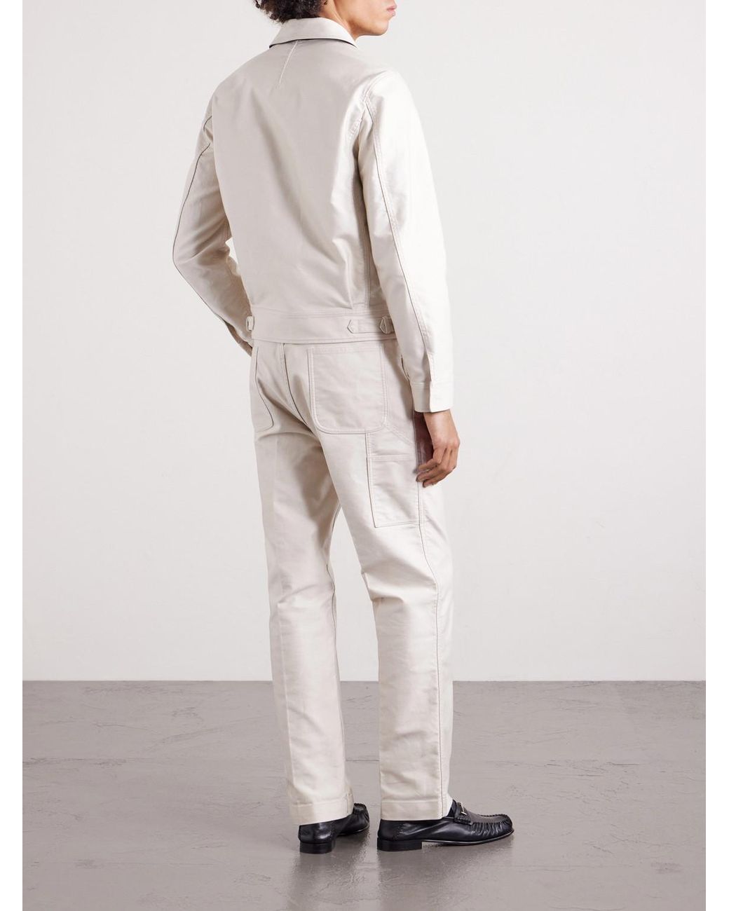 Tom Ford White Straight-Leg Cotton-Satin Trousers for men